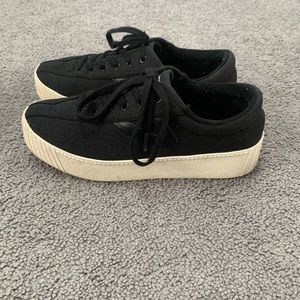 Tretorn black sneakers. Lightly worn!